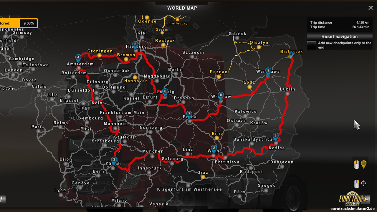 Update 1.20 ermöglicht detaillierte Routenplanung – Euro Truck Simulator 2