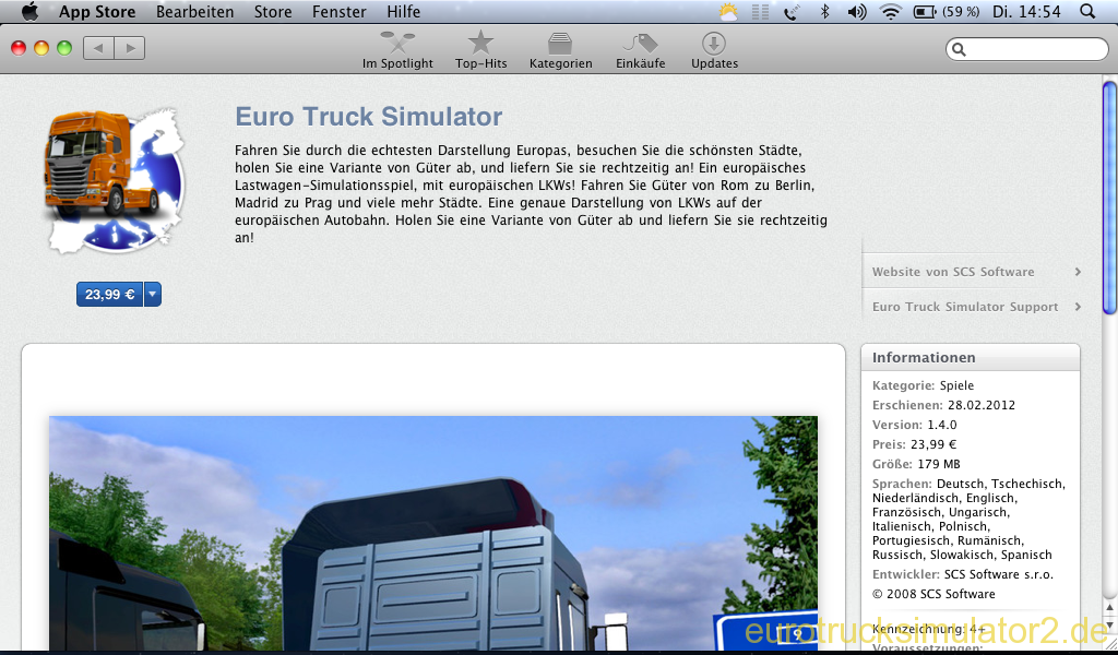 Euro Truck Simulator im Mac App Store