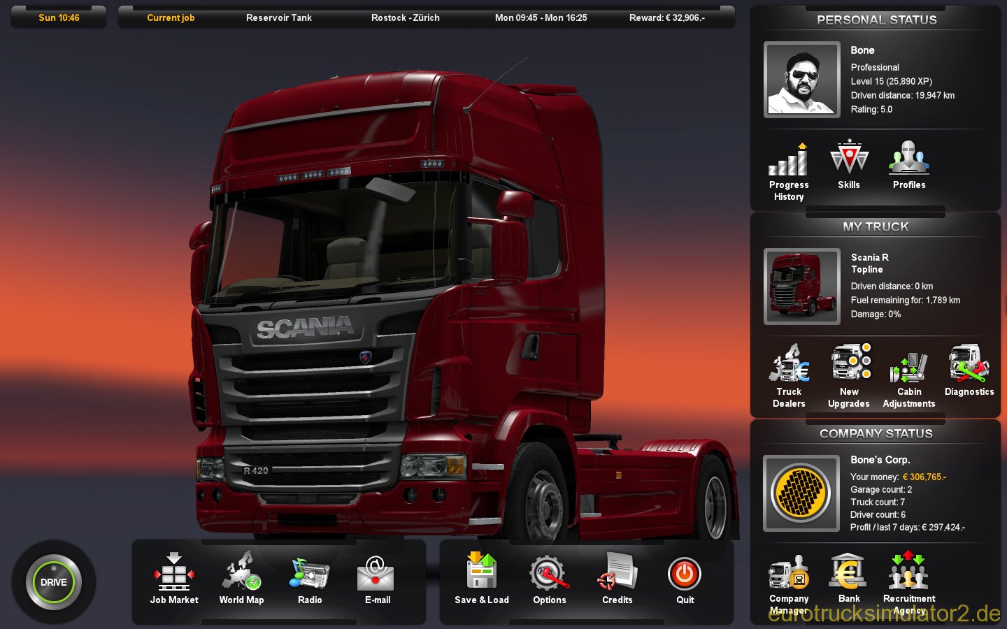 Das Menü – Euro Truck Simulator 2